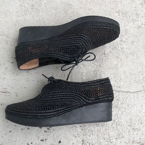 Robert Clergerie Vicole Raffie Wedges - Picture 1 of 9